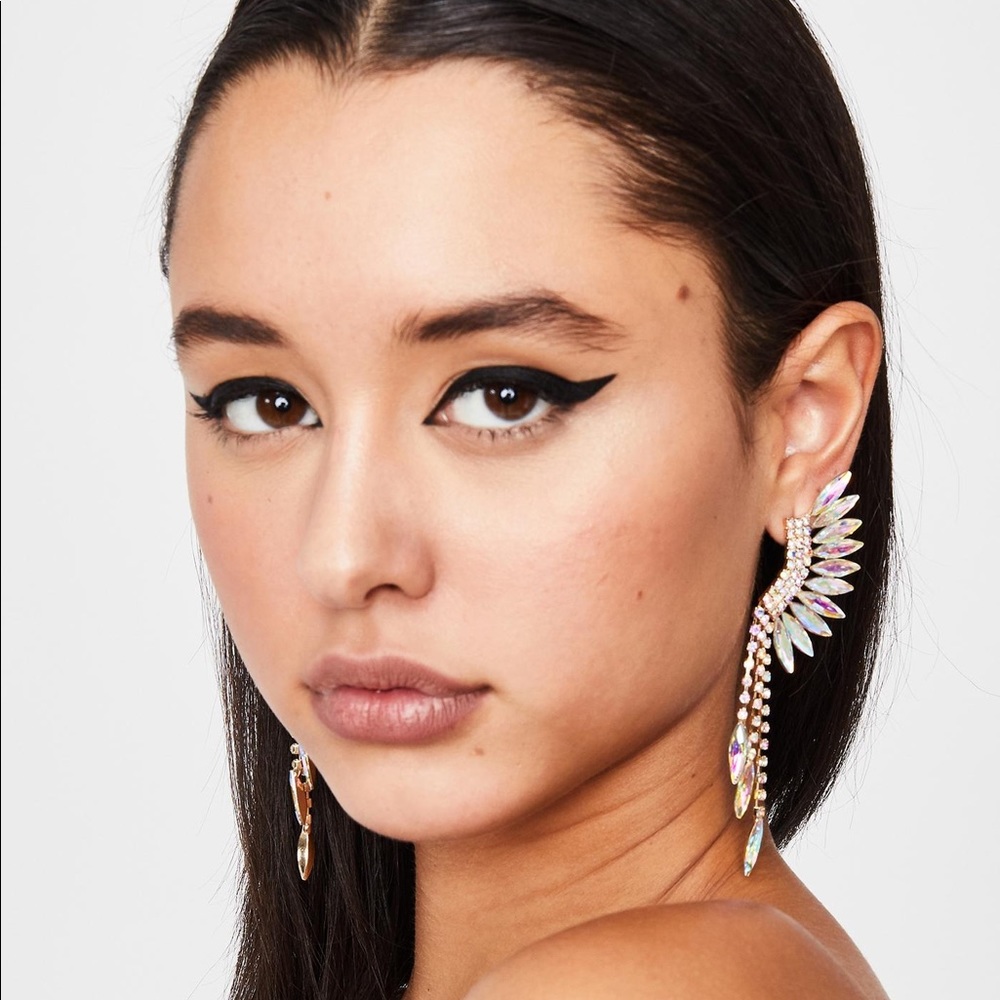 Angel Wings Statement Rhinestone Earrings